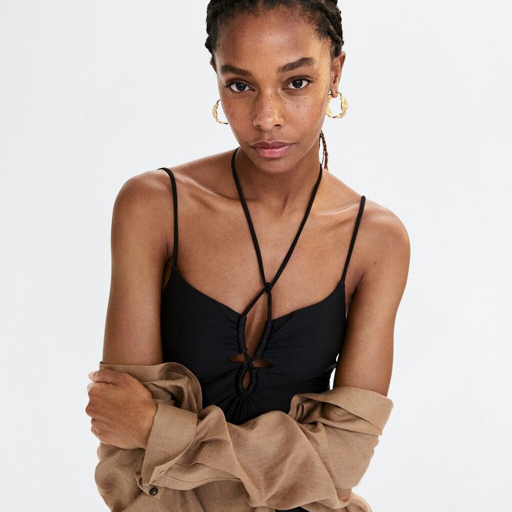 NWT MANGO Swimsuit with cross back straps M - Picture 6 of 9